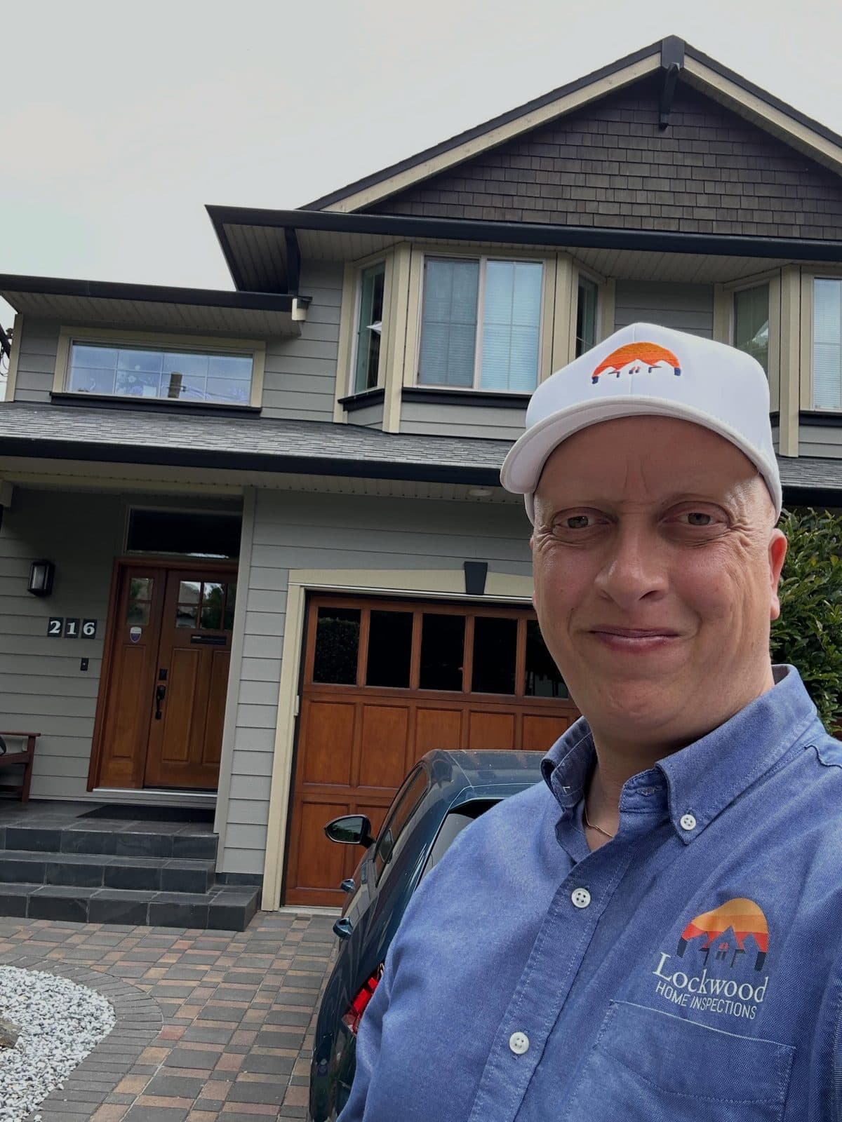 Adam Lockwood outside a Vancouver Island home before an inspection walkthrough
